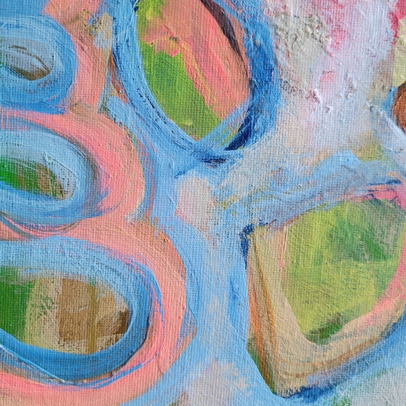 Original Abstract Floral Pastel Acrylic Painting on Canvas Panel 9"x12" - Picture 4 of 6